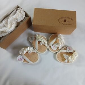 NWT New Set of 4 Drink Wear Wine Glass Flip Flop Coasters Ivory Floral